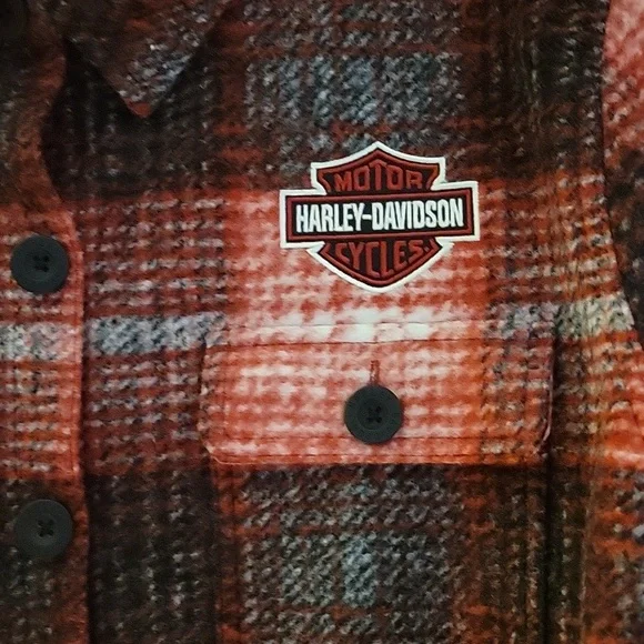 Harley-Davidson Women's Red and Black Checkered Flannel Jacket - Picture 3 of 5